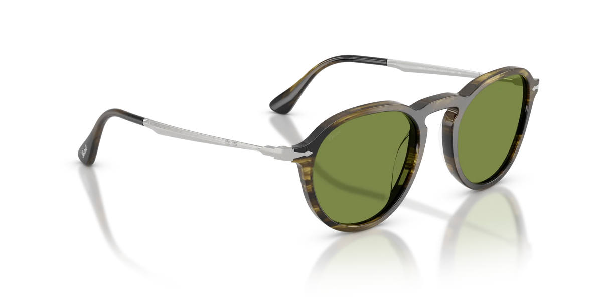 Persol - 0PO3383S - Striped Black & Olive Green & Green Lens