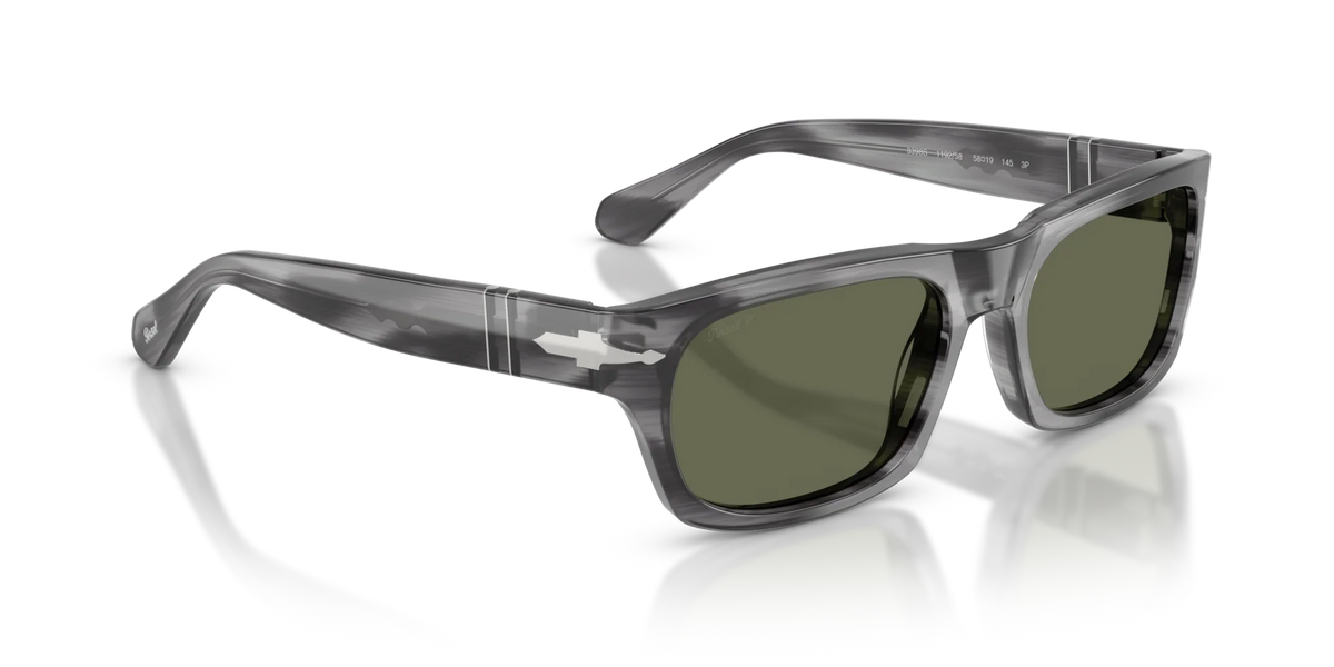 Persol - 0PO3398S - Striped Grey & Green Polarized Lens