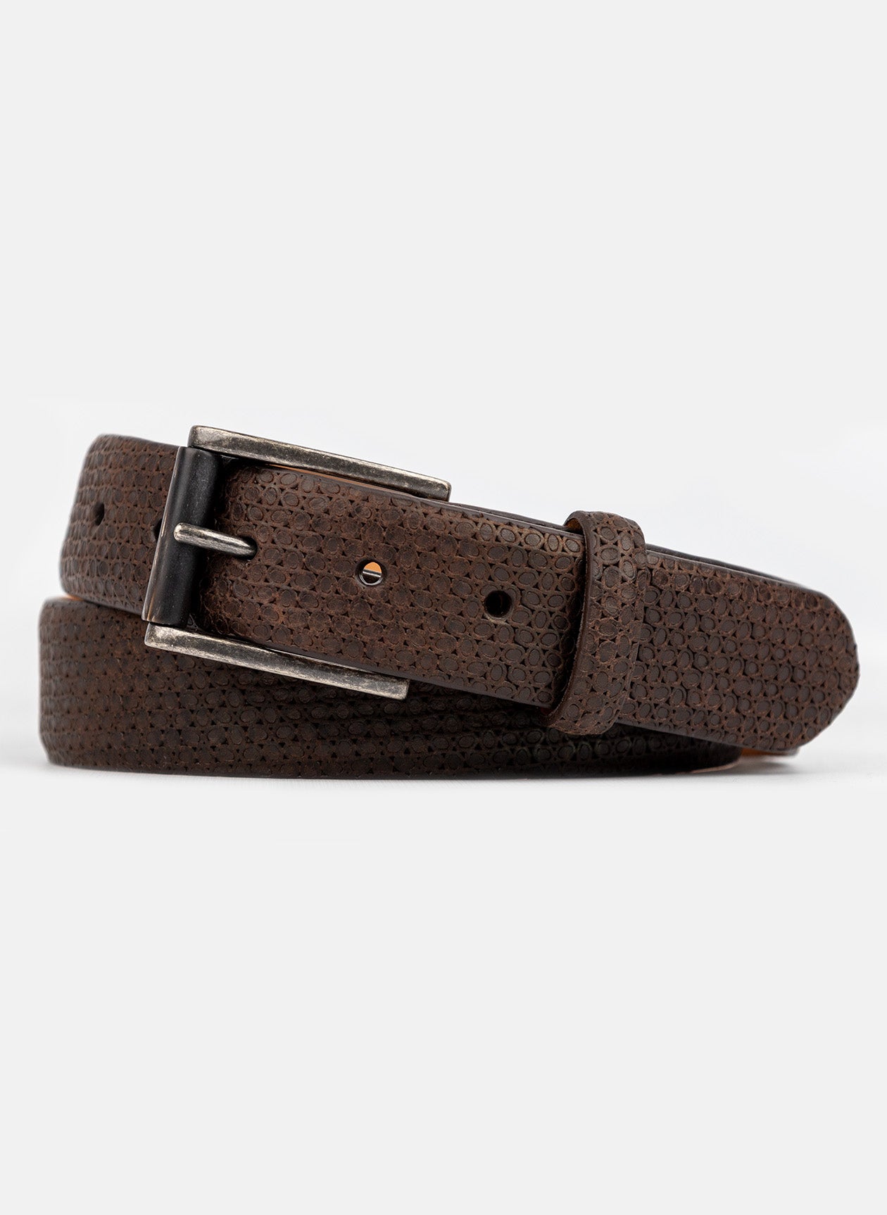 W.Kleinberg - Laser Embossed Calf Belt with Horn Roller Buckle - Brown