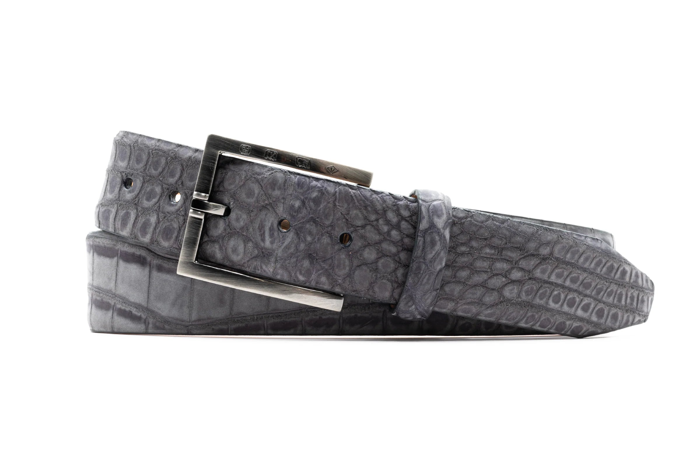 Martin Dingman - One by One Nubuck American Alligator Belt - Slate