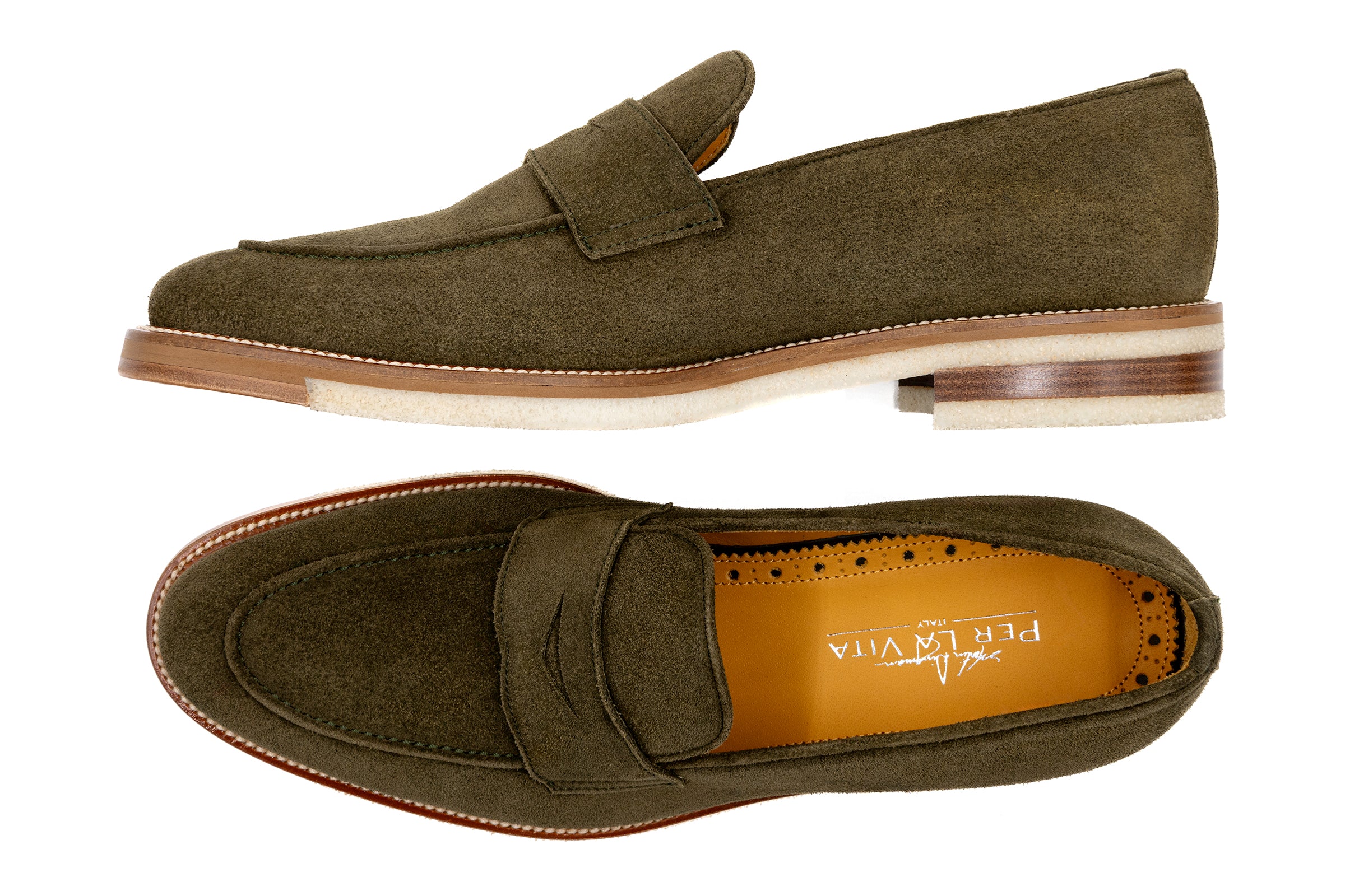 Martin Dingman - Tuscan Premium Italian Suede Penny - Olive