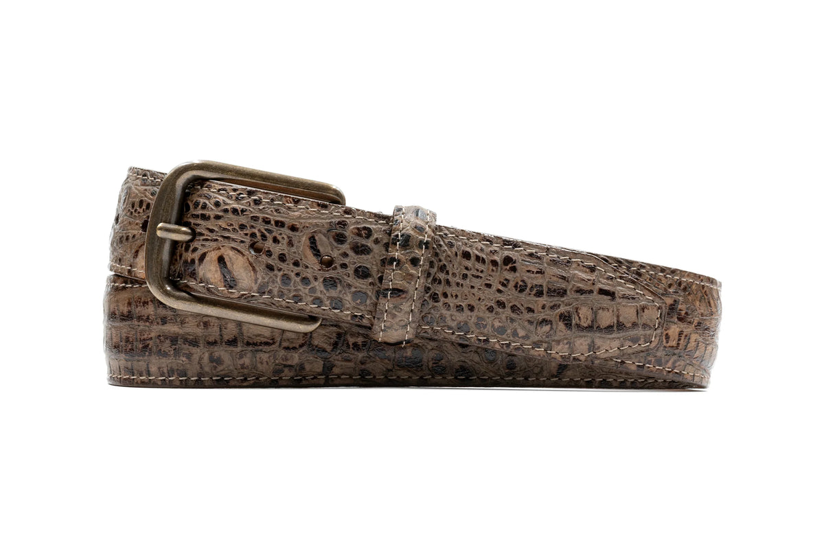 Martin Dingman - Peyton Crocodile Grain Leather Belt - Bark