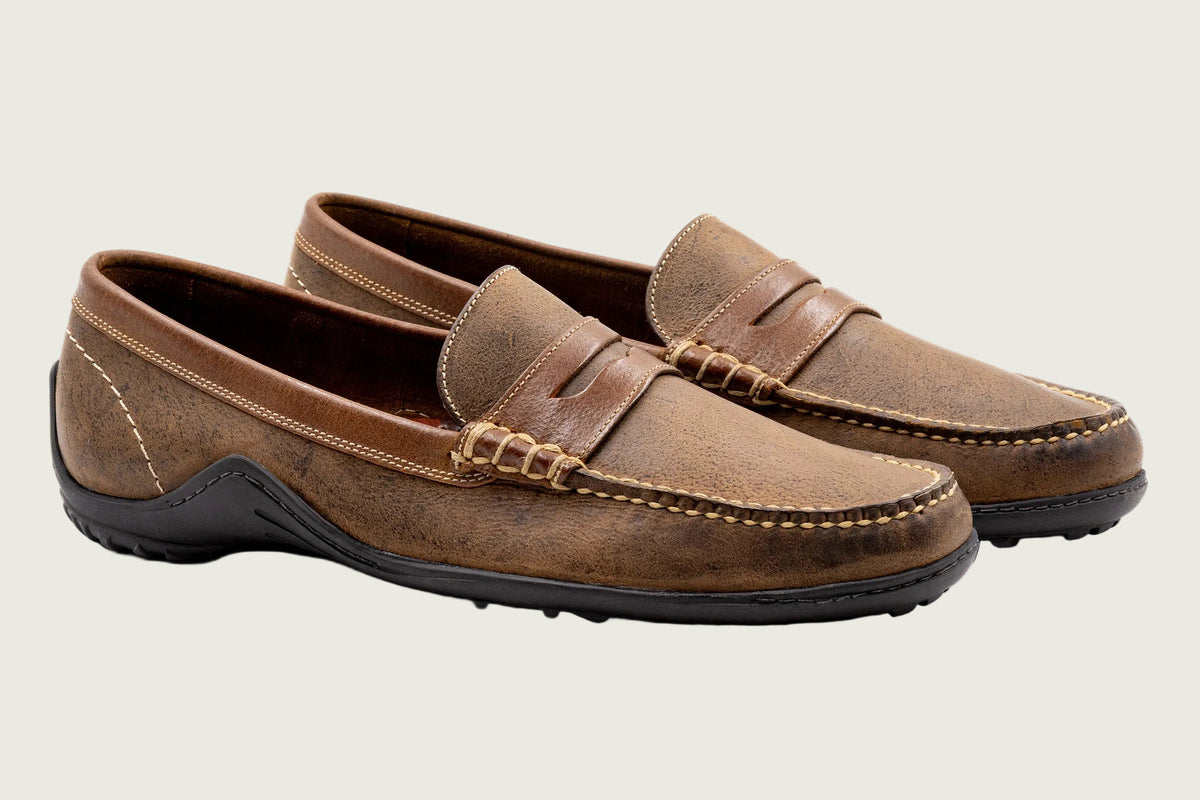 Martin Dingman - Bill Safari Kudu Leather Penny Loafer - Mocha