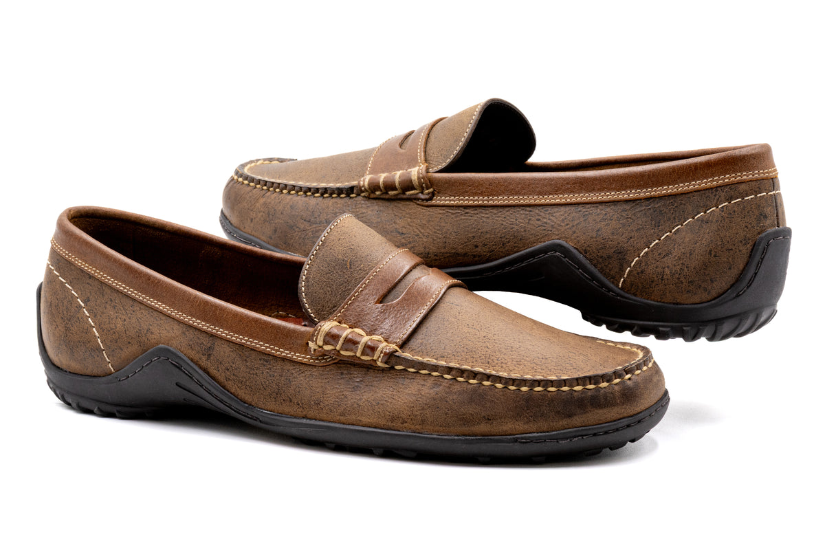 Martin Dingman - Bill Safari Kudu Leather Penny Loafer - Mocha