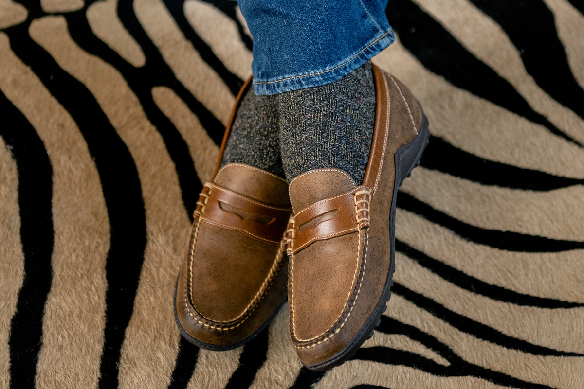 Martin Dingman - Bill Safari Kudu Leather Penny Loafer - Mocha