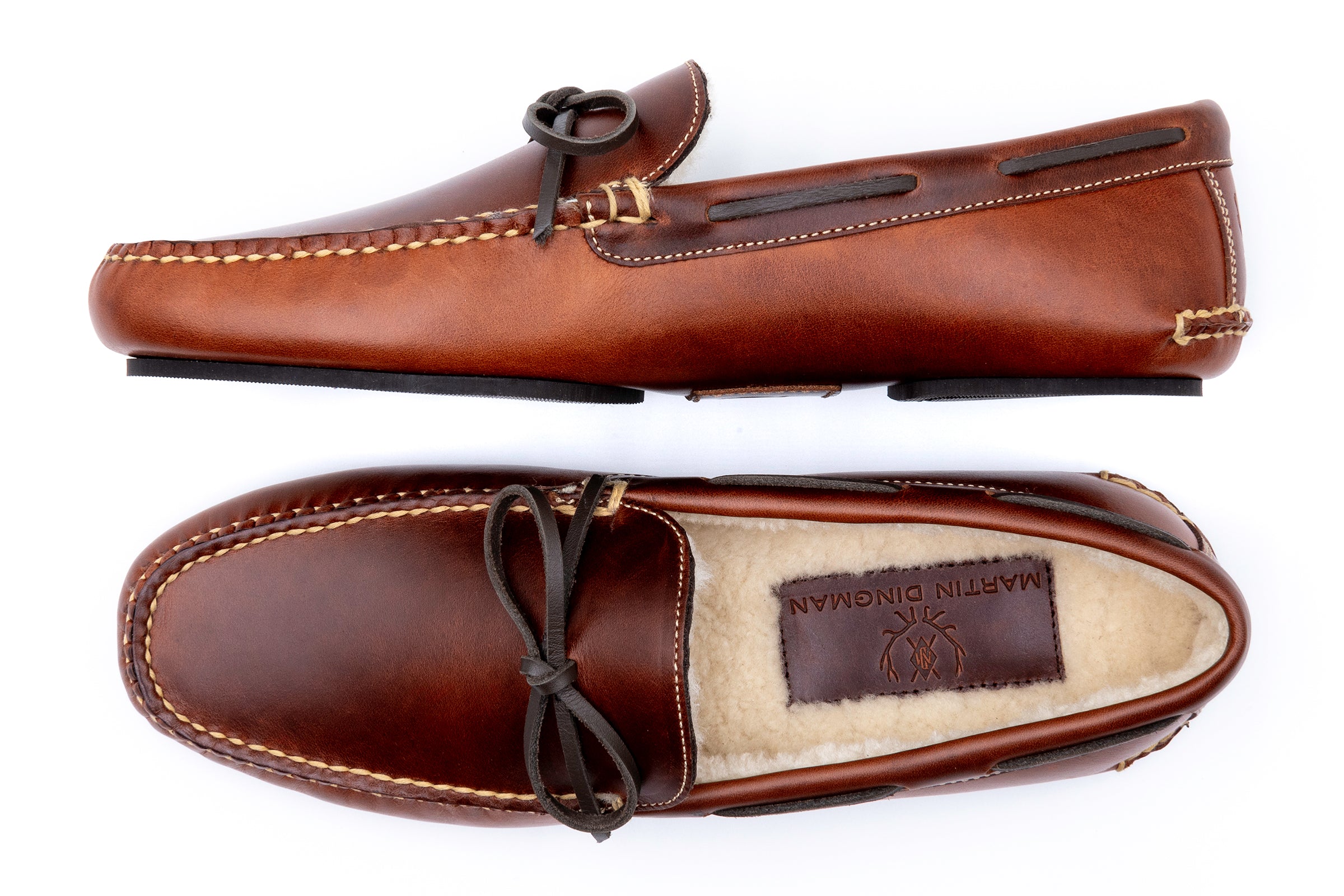 Martin Dingman - Old Row Oiled Saddle Leather Slippers - Cigar