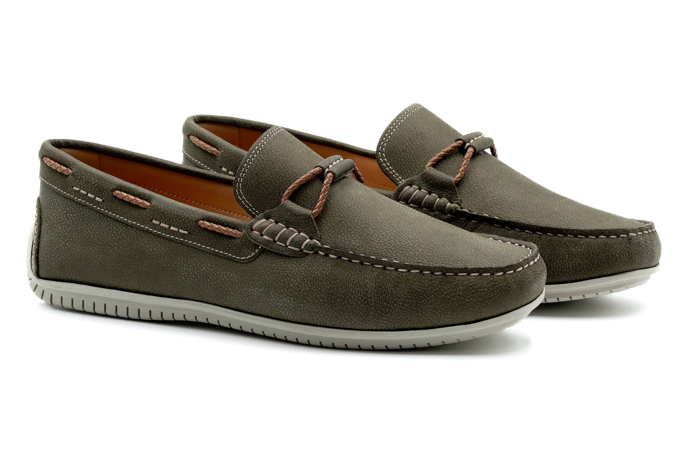 Martin Dingman - Bermuda Nubuck Leather Braided Loafers - Moss