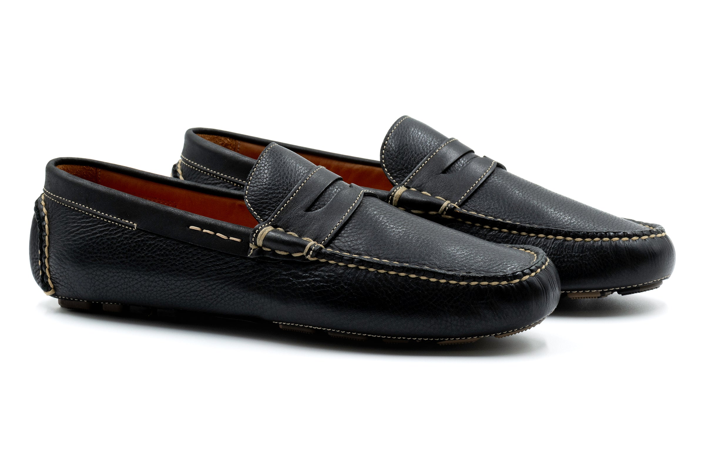 Martin Dingman - Monte Carlo Tumbled Leather Penny Loafer - Black