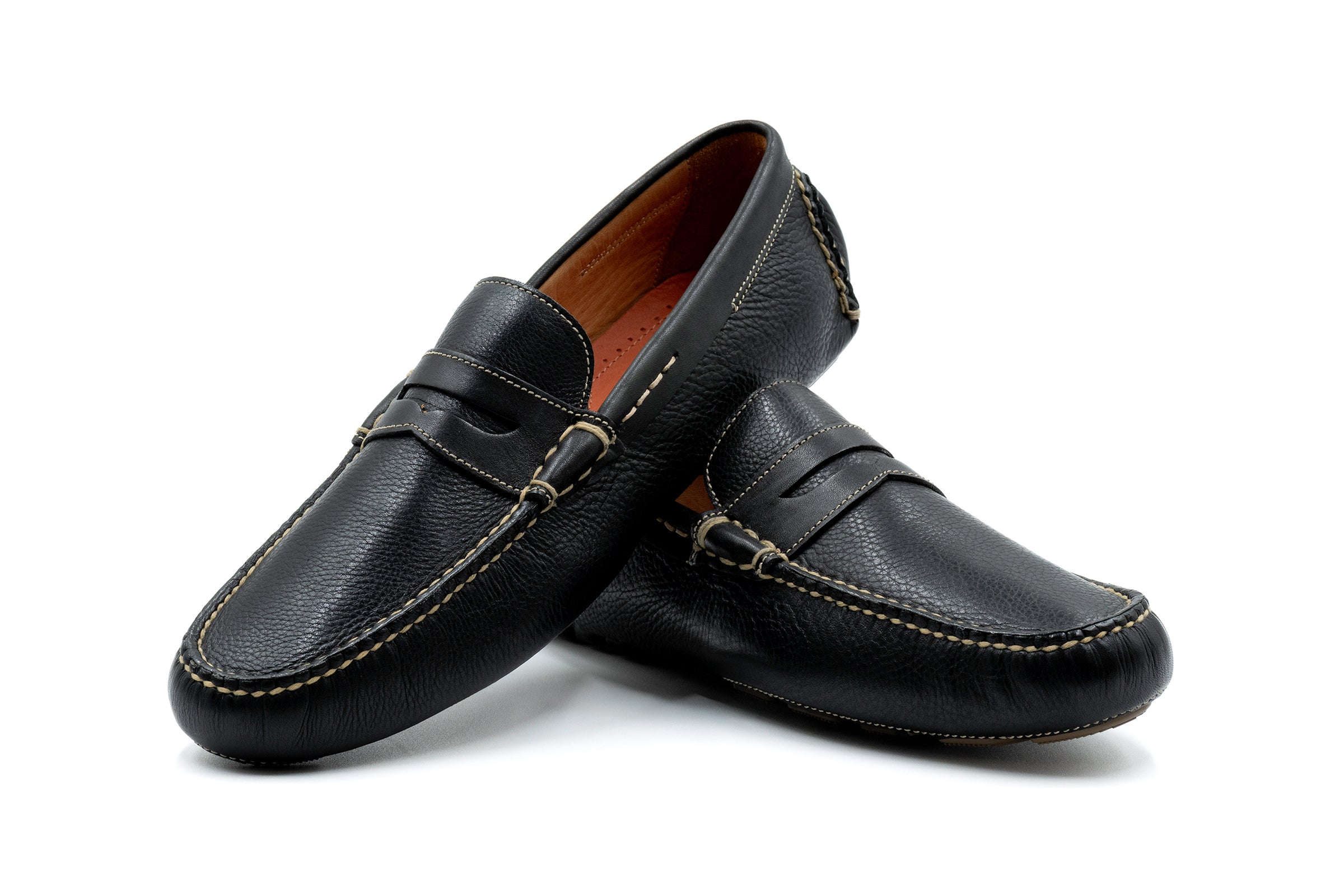 Martin Dingman - Monte Carlo Tumbled Leather Penny Loafer - Black