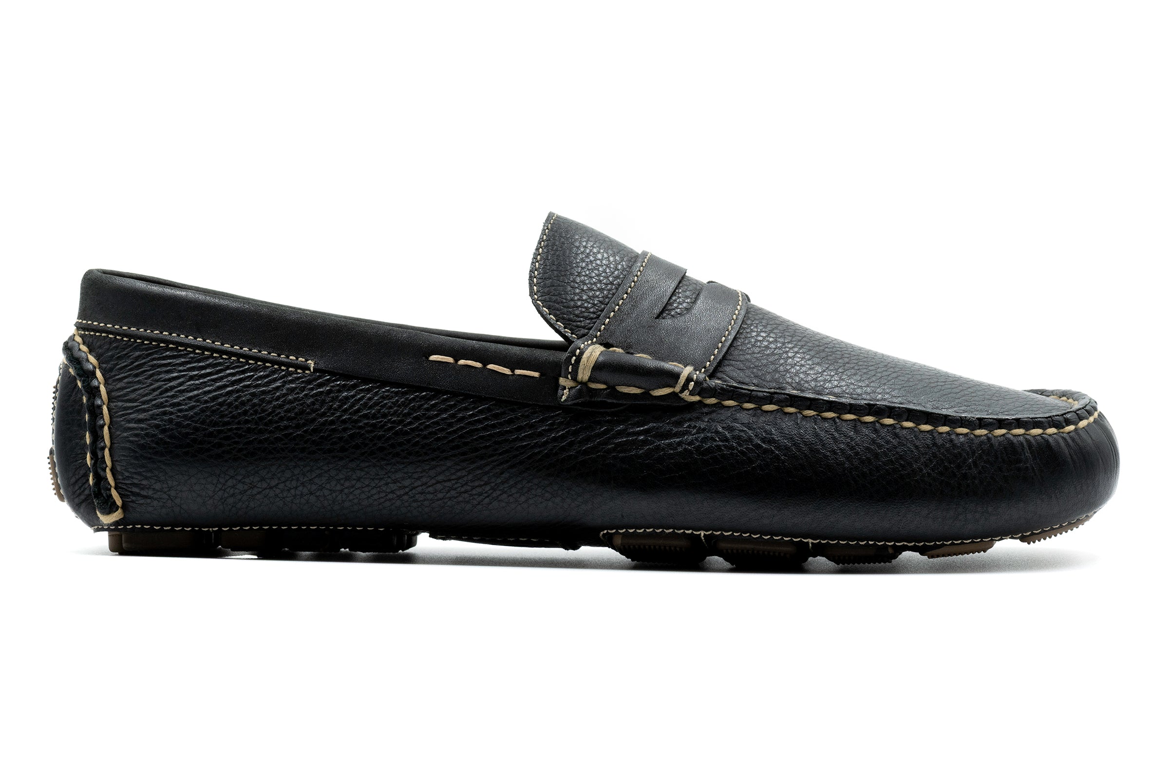 Martin Dingman - Monte Carlo Tumbled Leather Penny Loafer - Black
