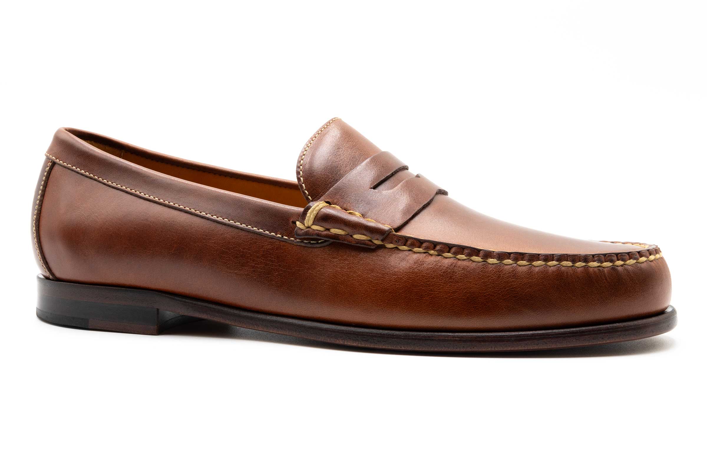 Martin Dingman - Old Row Oiled Saddle Leather Penny Loafers - Cigar