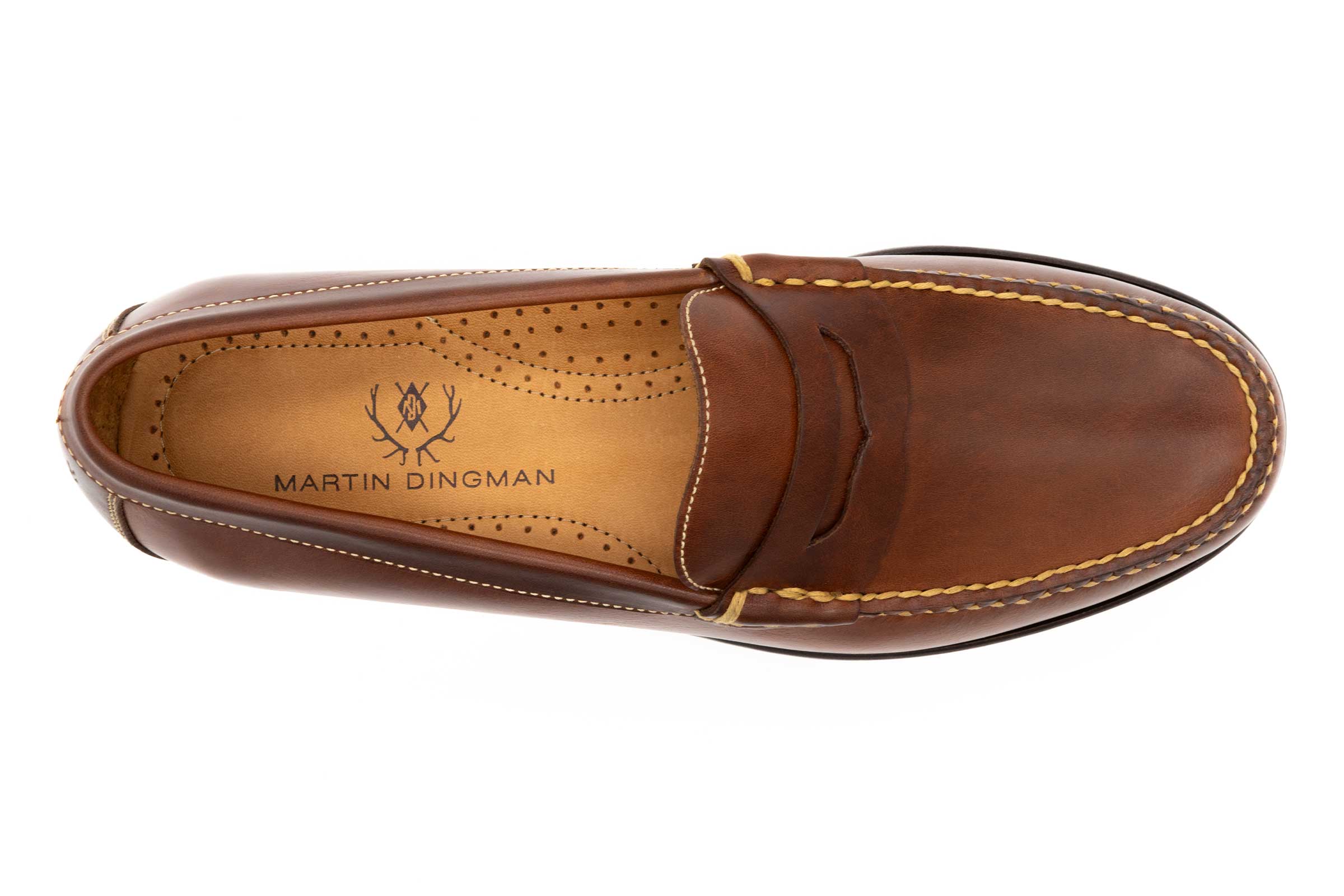 Martin Dingman - Old Row Oiled Saddle Leather Penny Loafers - Cigar