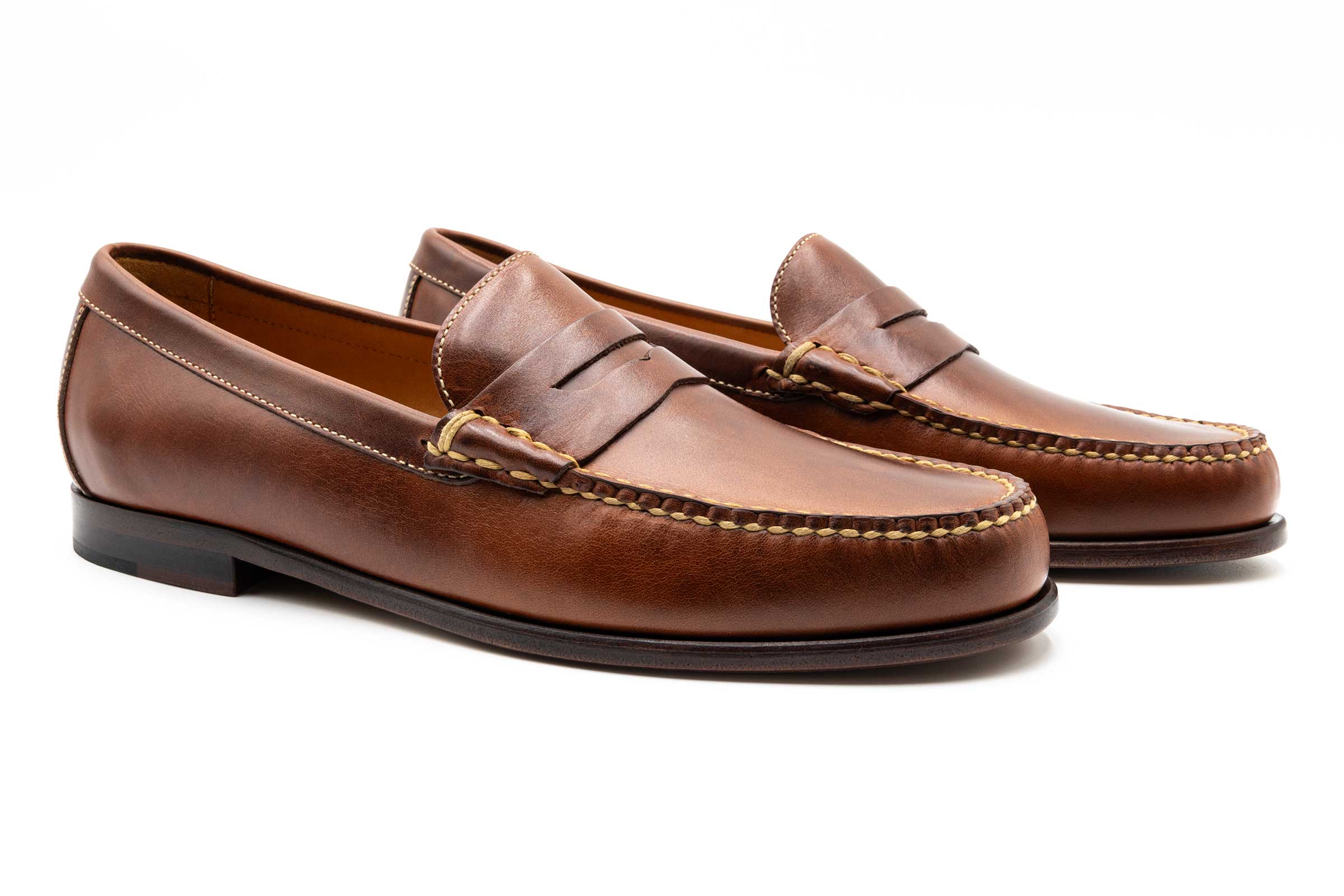 Martin Dingman - Old Row Oiled Saddle Leather Penny Loafers - Cigar