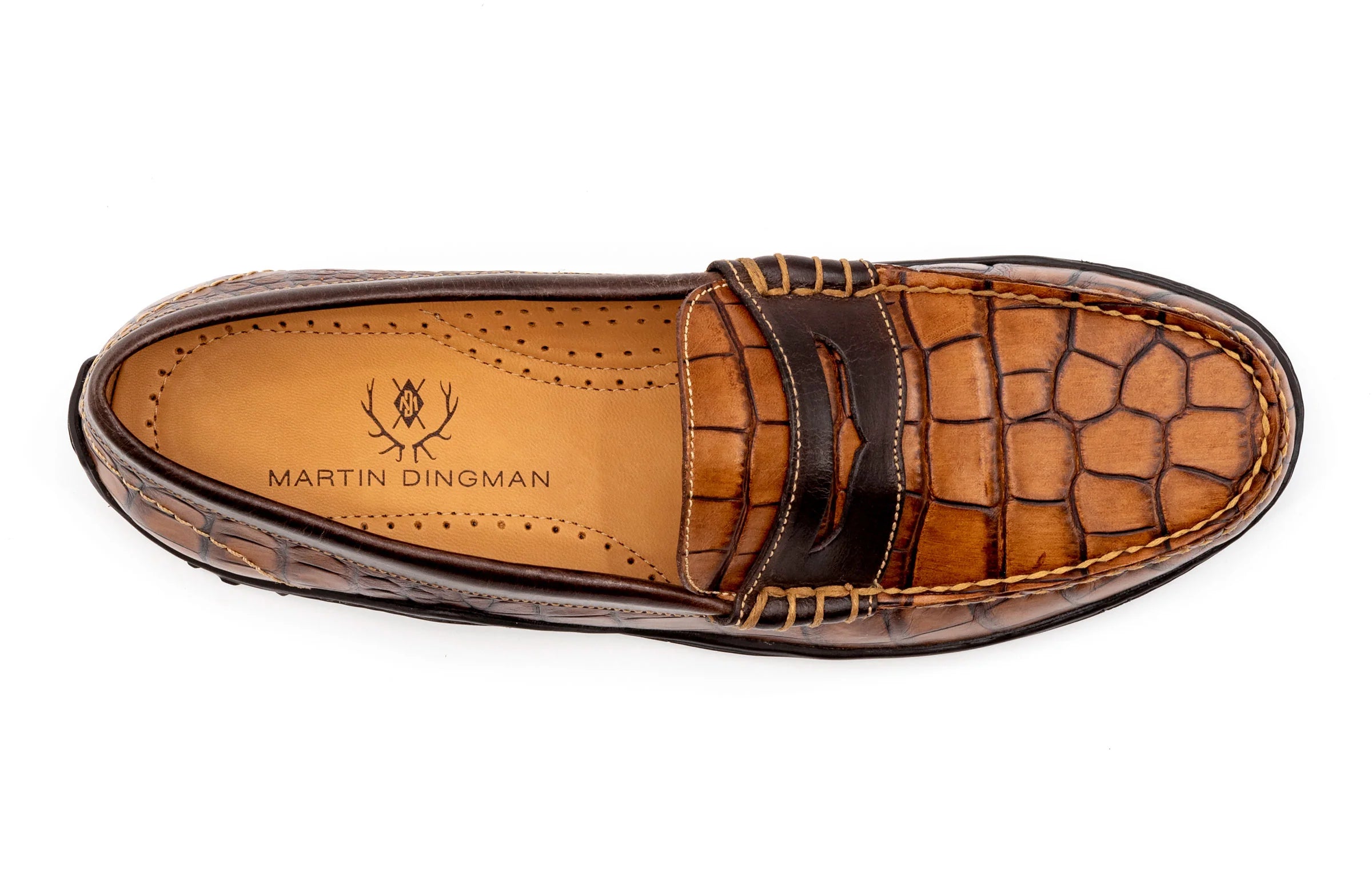 Martin Dingman - Bill Alligator Grain Leather Penny Loafer