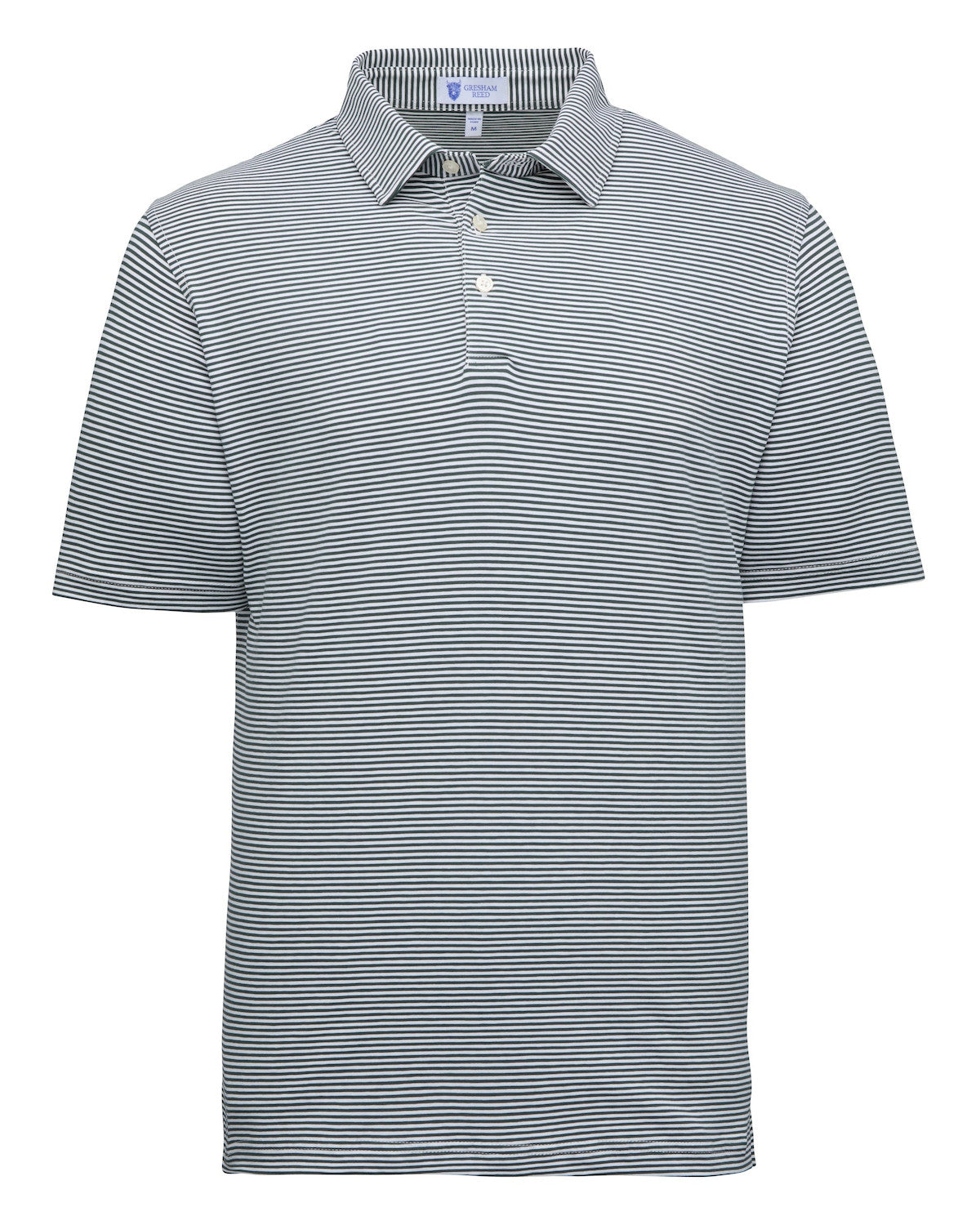 Gresham Reed - Hunter Green & White Stripe Polo