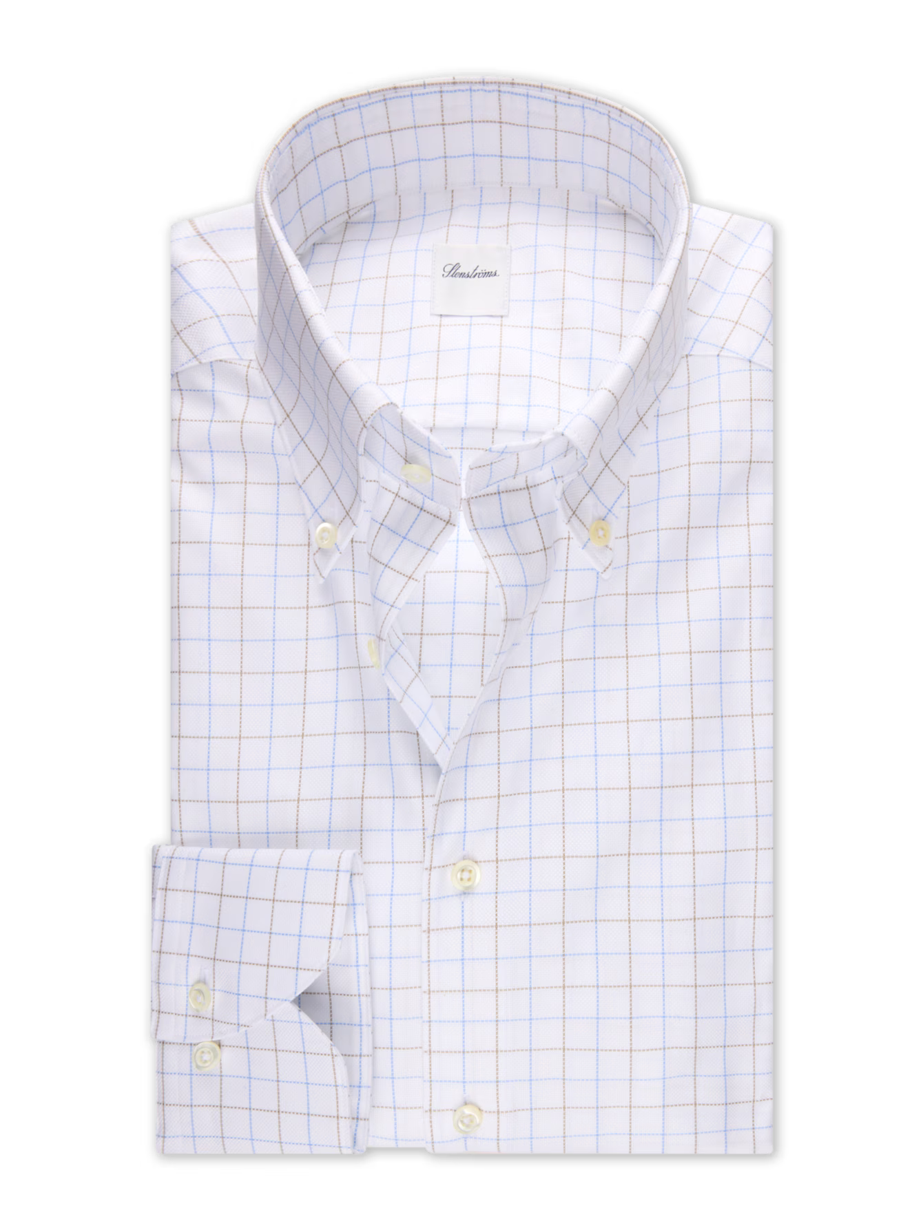Stenströms - Beige Checked Oxford Shirt