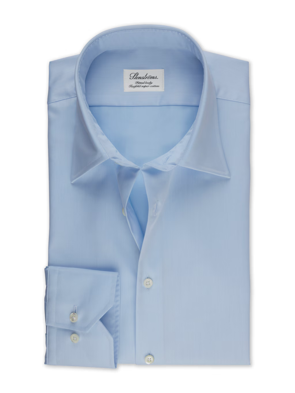 Stenströms - Twill Dress Shirt Point Collar - Sky Blue