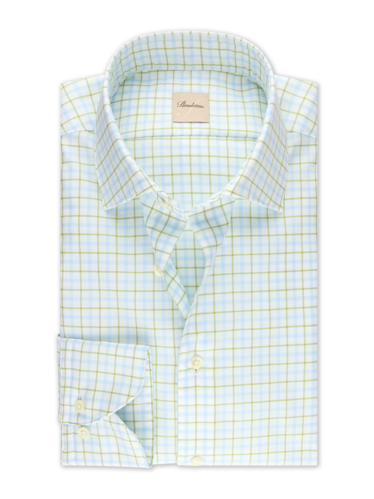 Stenströms - Light Green Checked Oxford Shirt