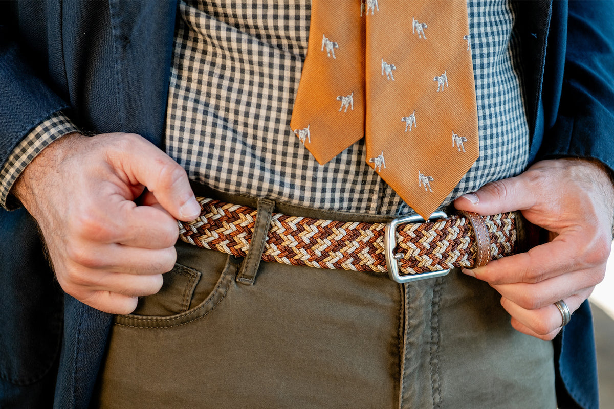 Martin Dingman - Newport Woven Italian Rayon Elastic Belt - Foliage