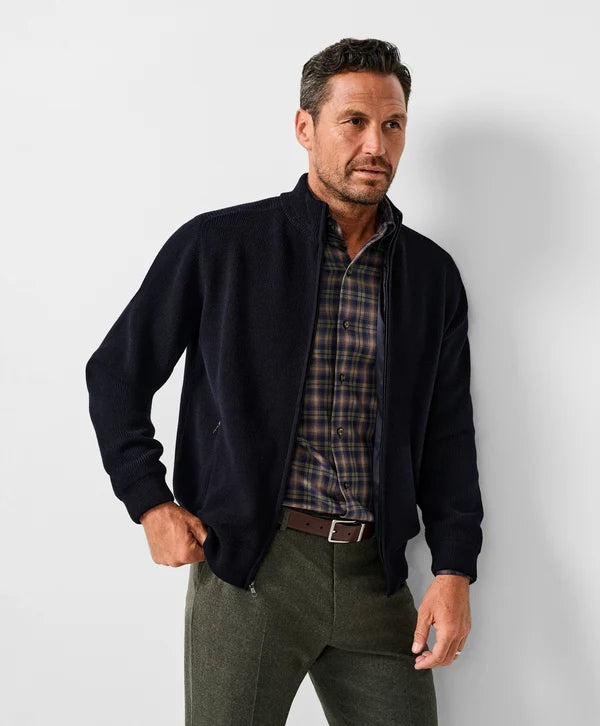 David Donahue - The Aviator Sweater Jacket - Navy