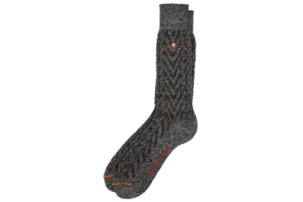 Martin Dingman - Chevron Alpaca Yarn Socks - Stone