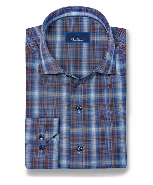 David Donahue - Navy & Chocolate Check Sport Shirt
