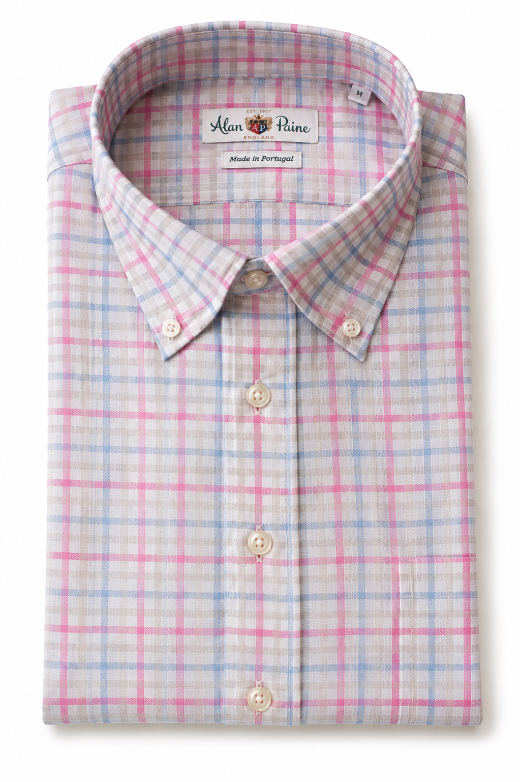 Alan Paine - Button Down Sports Shirt - Pink Plaid