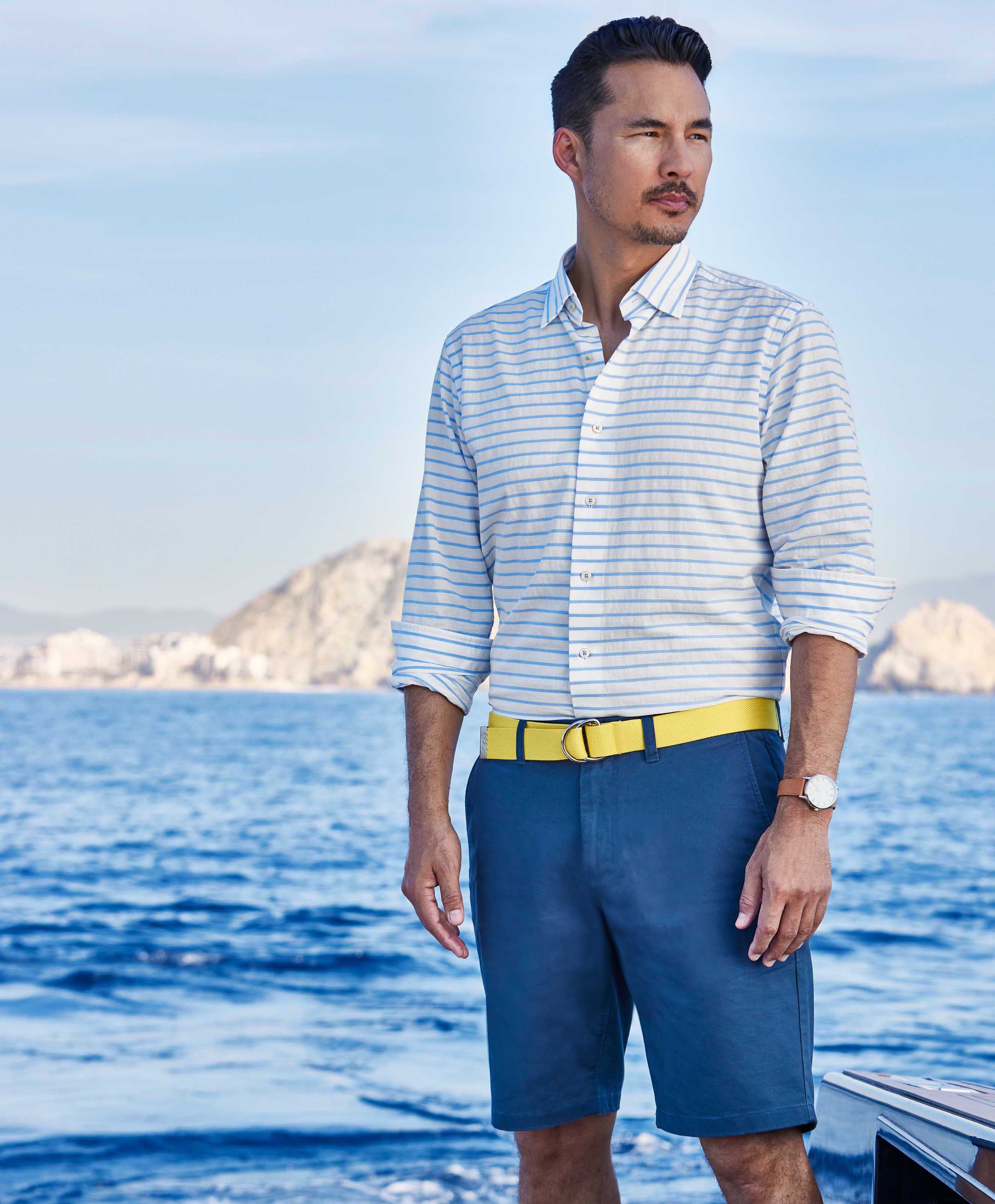 David Donahue - Blue Barre Stripe Sport Shirt