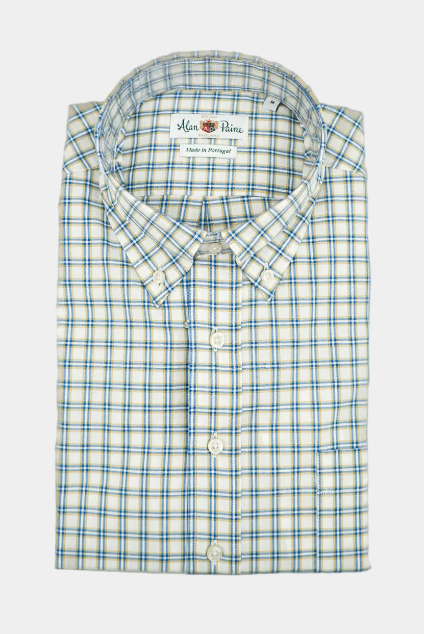 Alan Paine - Button Down Sports Shirt - Gold & Blue