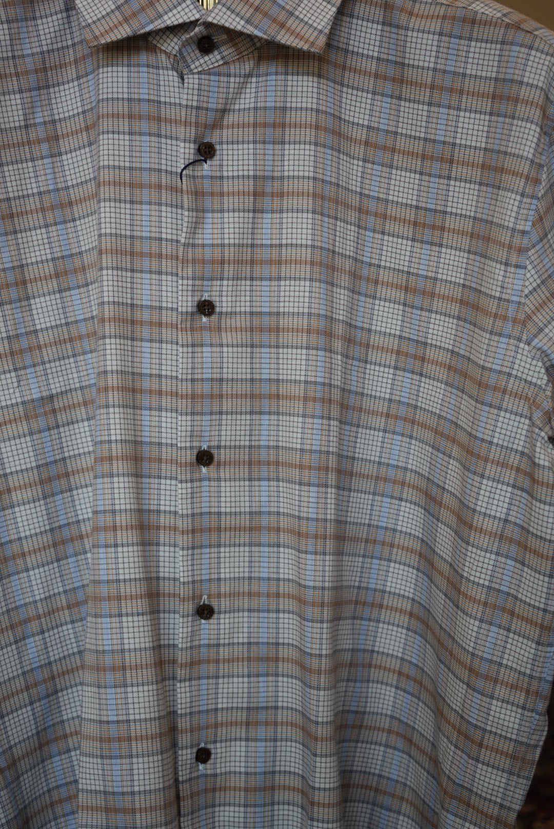Calder - Sport Shirt - Peach, Brown, & Blue Multi Mix