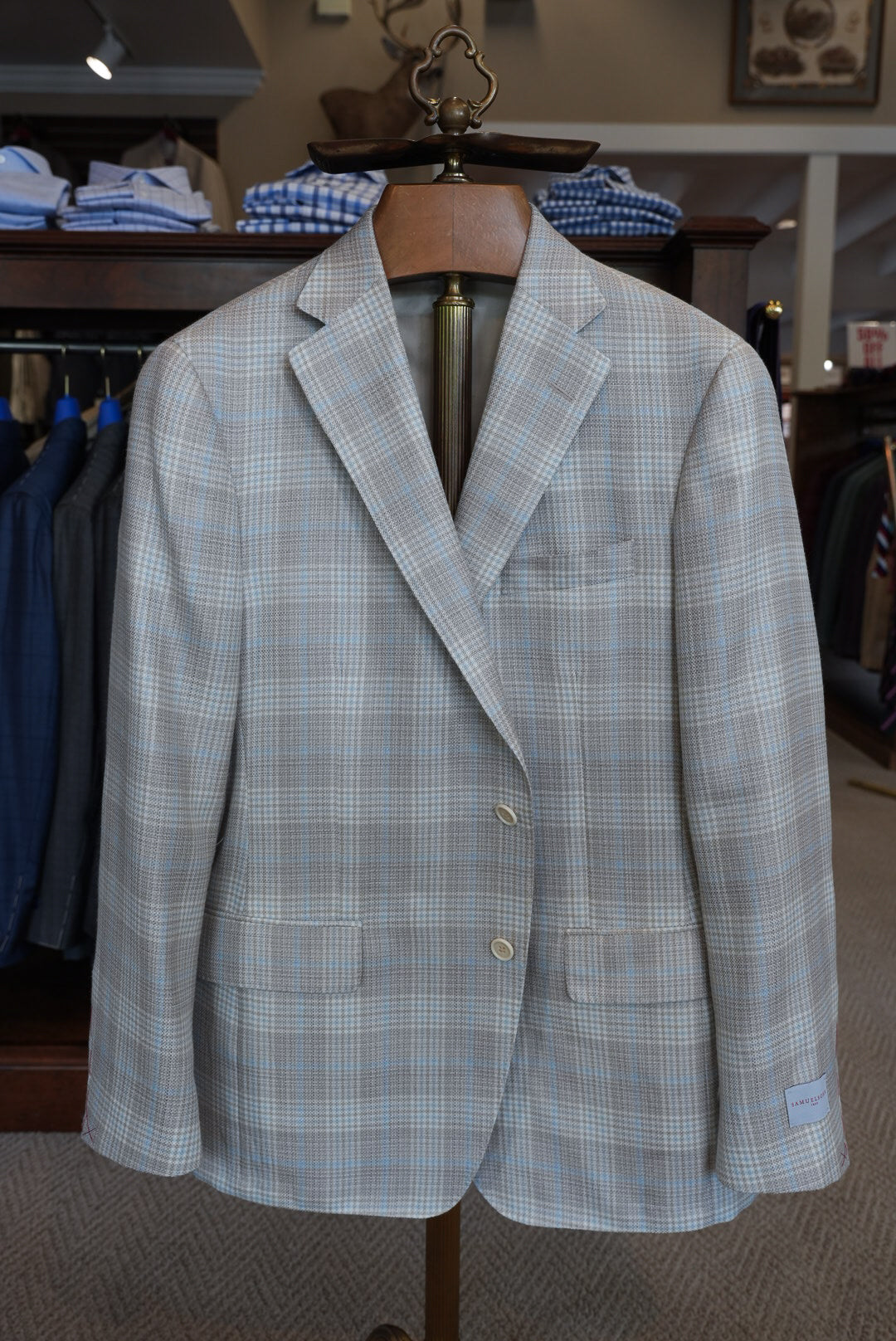 Samuelsohn - Tan & Sky Blue Plaid Sport Jacket