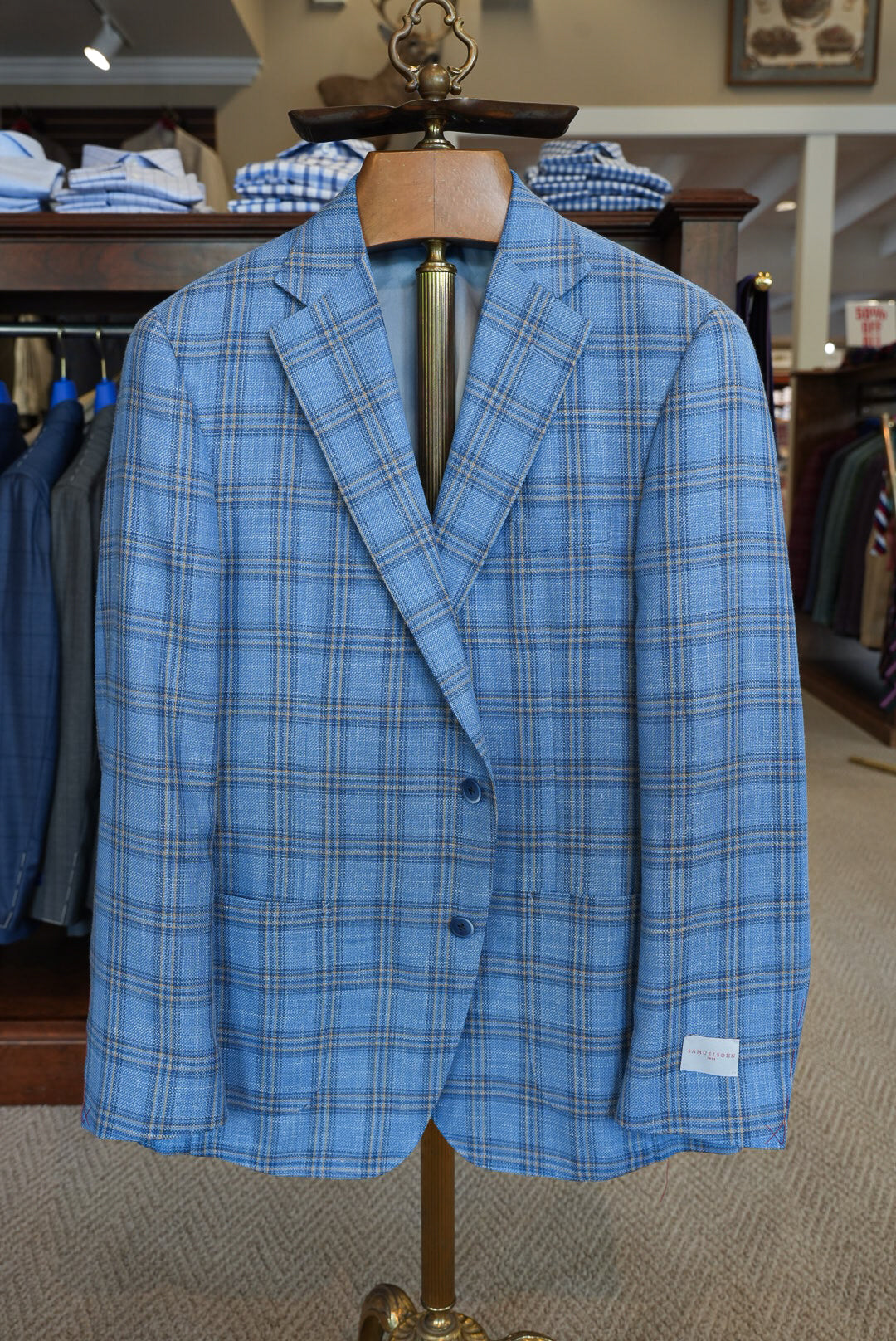 Samuelsohn - Blue & Tan Windowpane Sport Jacket