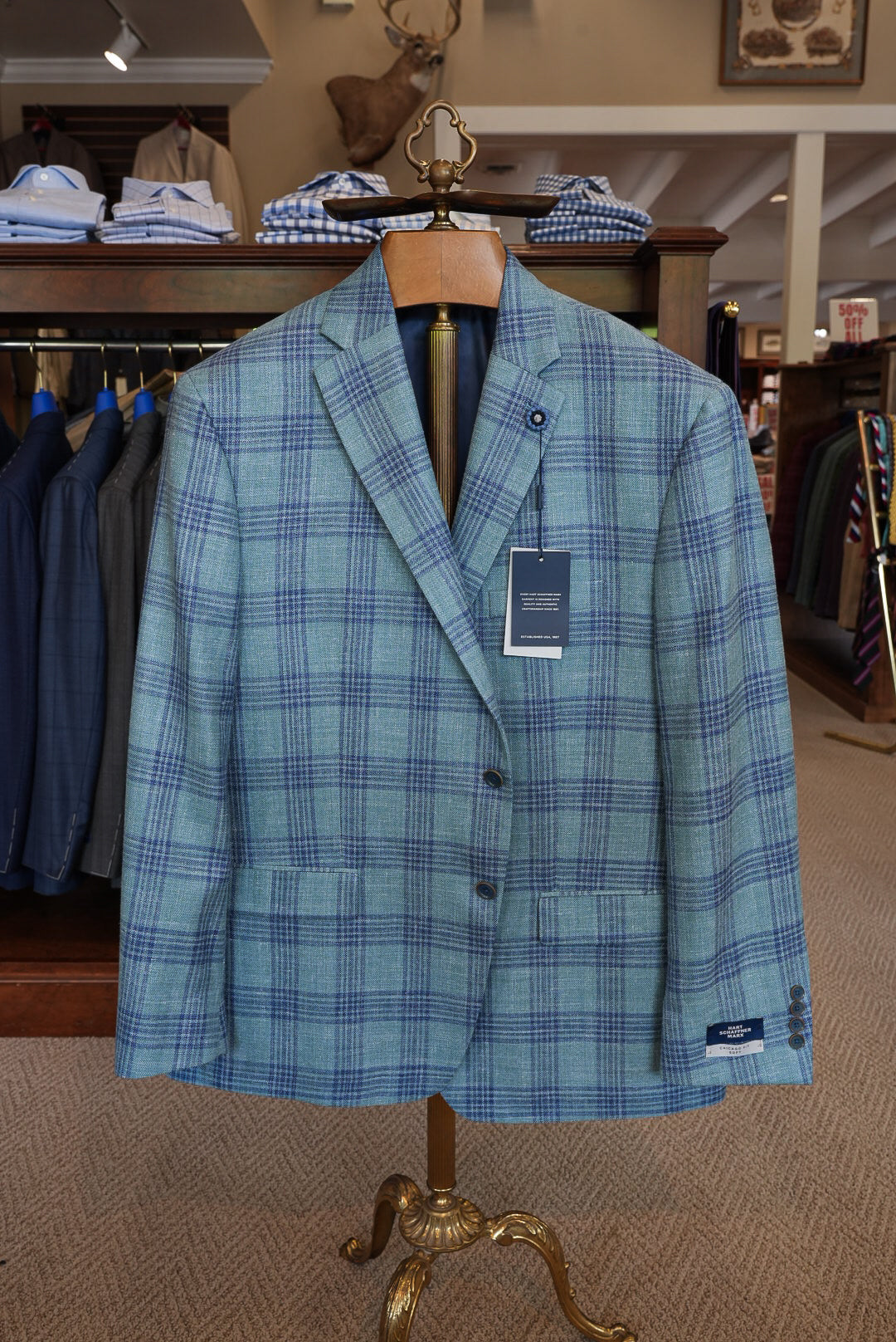 Harft Schaffner & Marx - Chicago Coat Teal Plaid