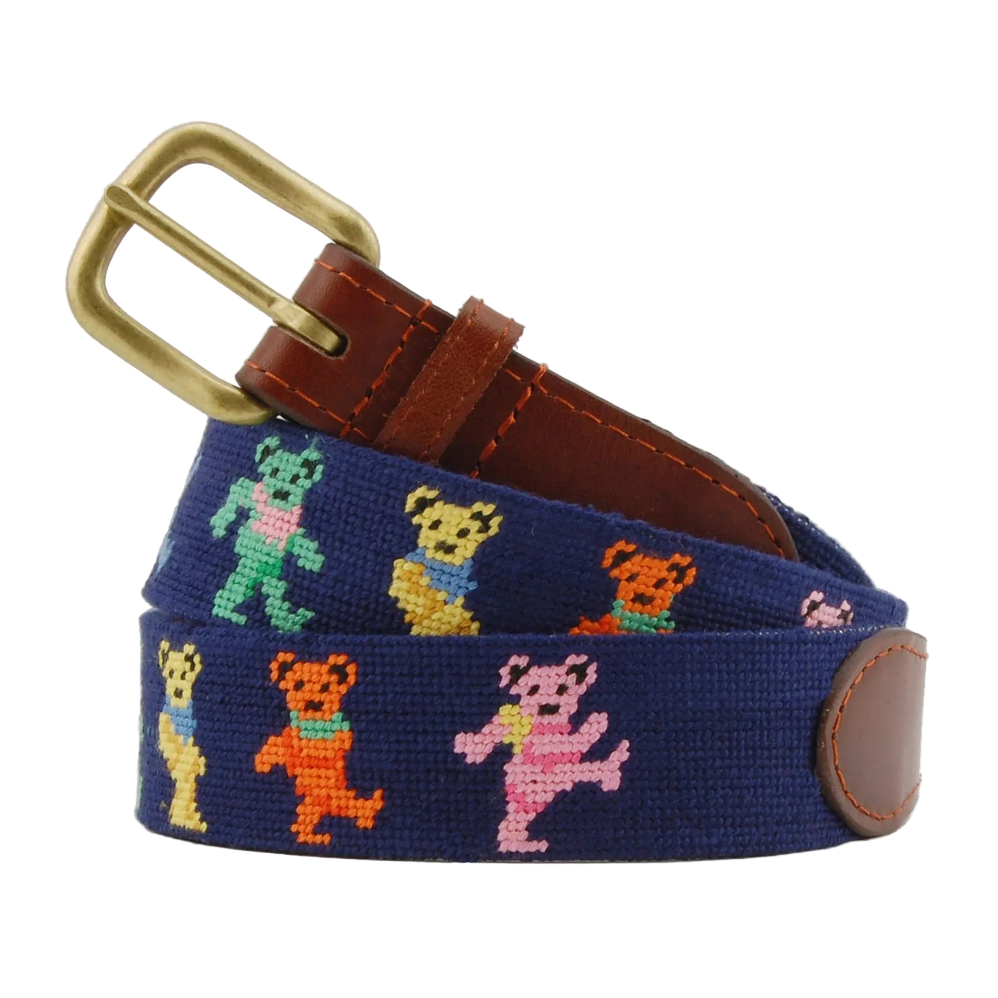 Smathers & Branson - Dancing Bears Needlepoint Belt - Navy
