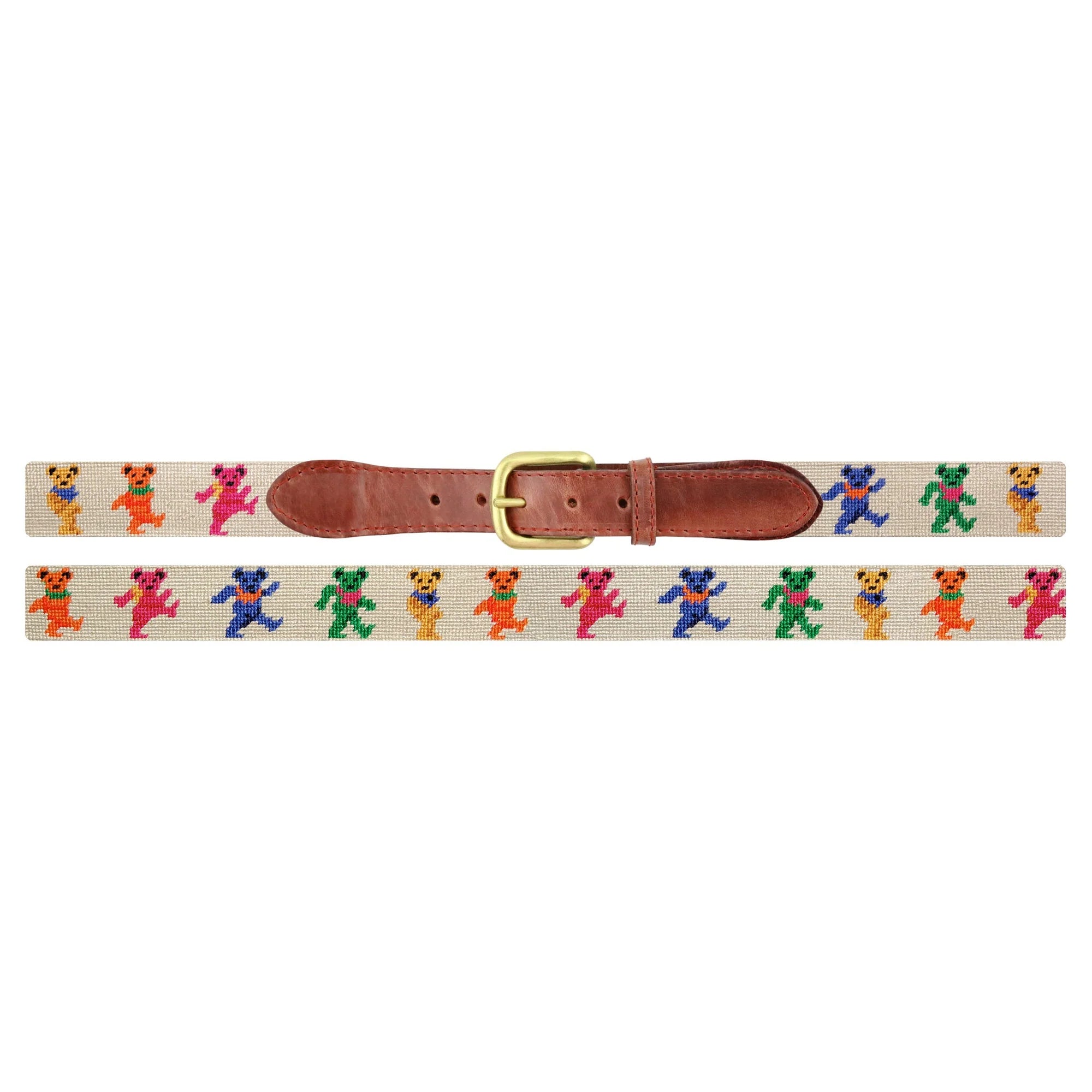 Smathers & Branson - Dancing Bears Oatmeal Needlepoint Belt