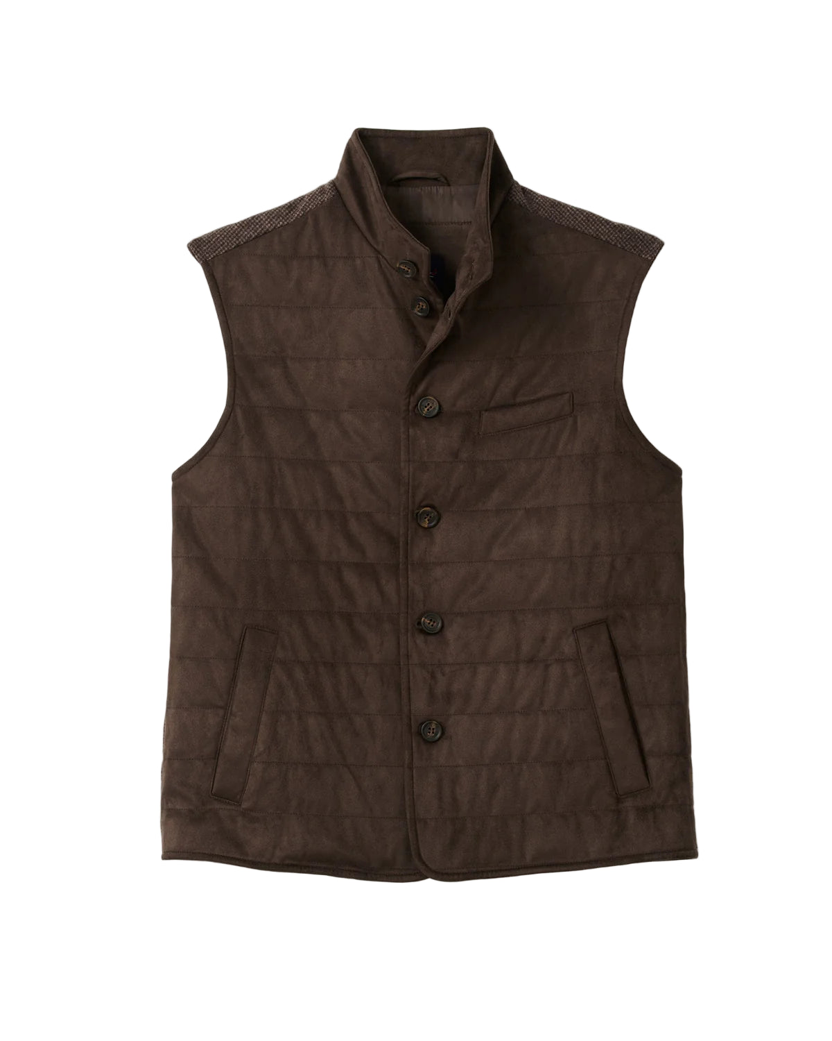 Johnnie O - Corde Top Shelf Faux Suede Quilted Vest - Coffee
