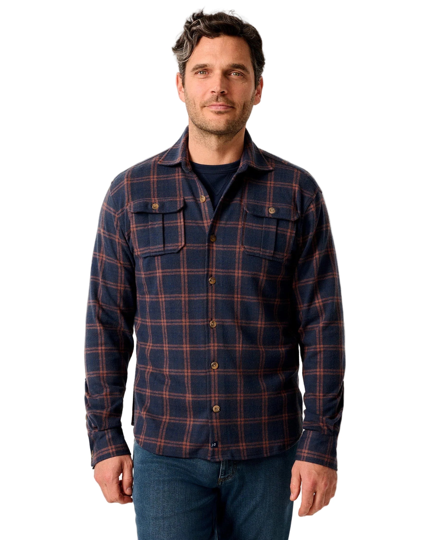 Johnnie O - Judah Stretch Knit Flannel Lodge Shirt - Coffee