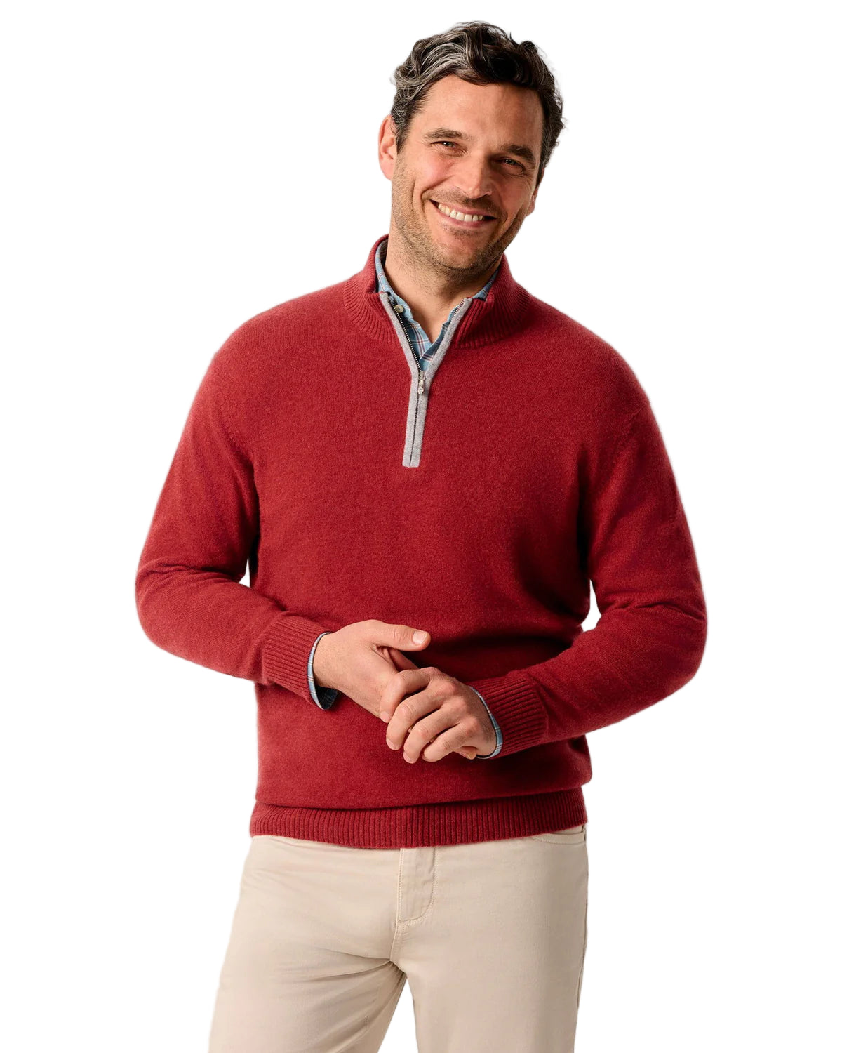 Johnnie O - Niccolo Top Shelf Cashmere 1/4 Zip Sweater - Brick
