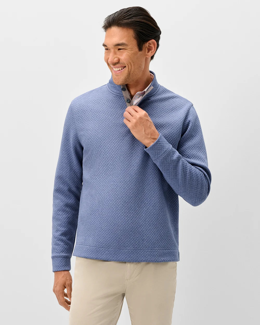 Johnnie O - Rockwells Diamond-Quilted Henley Pullover - Laguna Blue