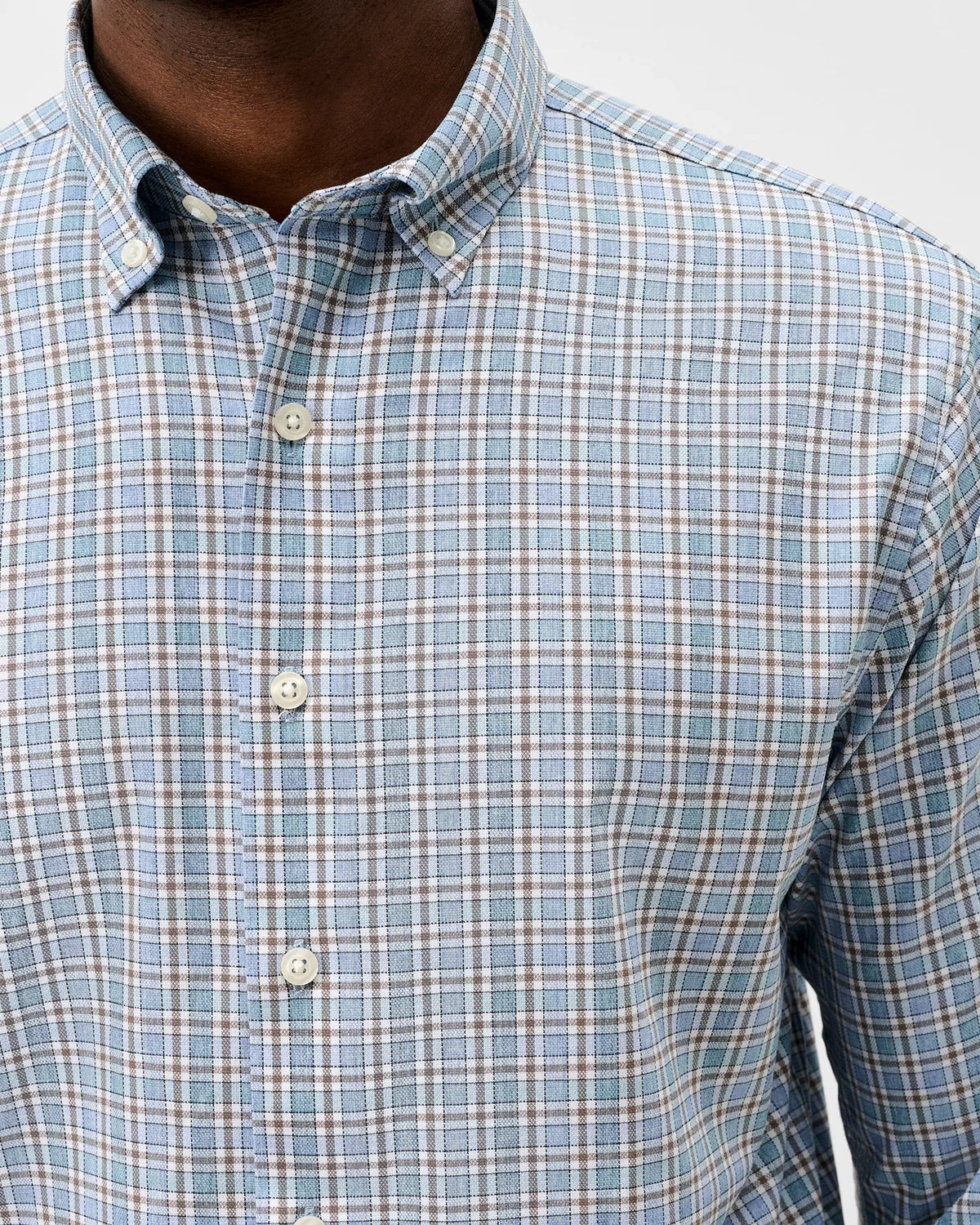Johnnie O - Brunswick Pane Everyday Performance Button Down Shirt - Helios Blue
