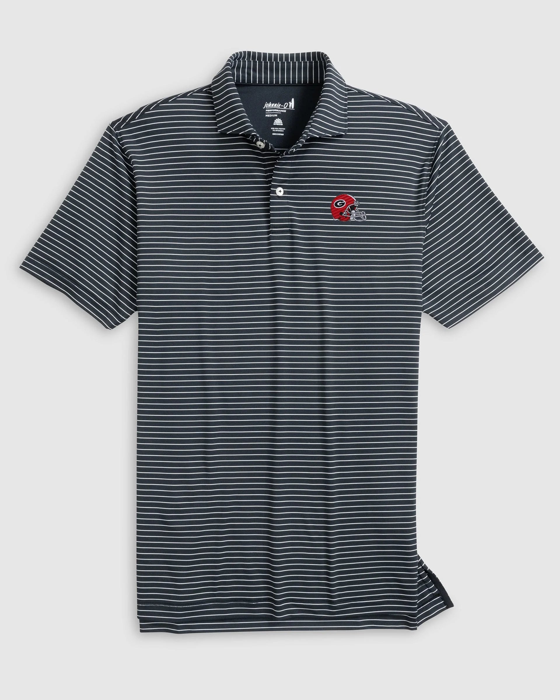 Johnnie O - Georgia Beau Striped Helmet Performance Jersey Polo - Black