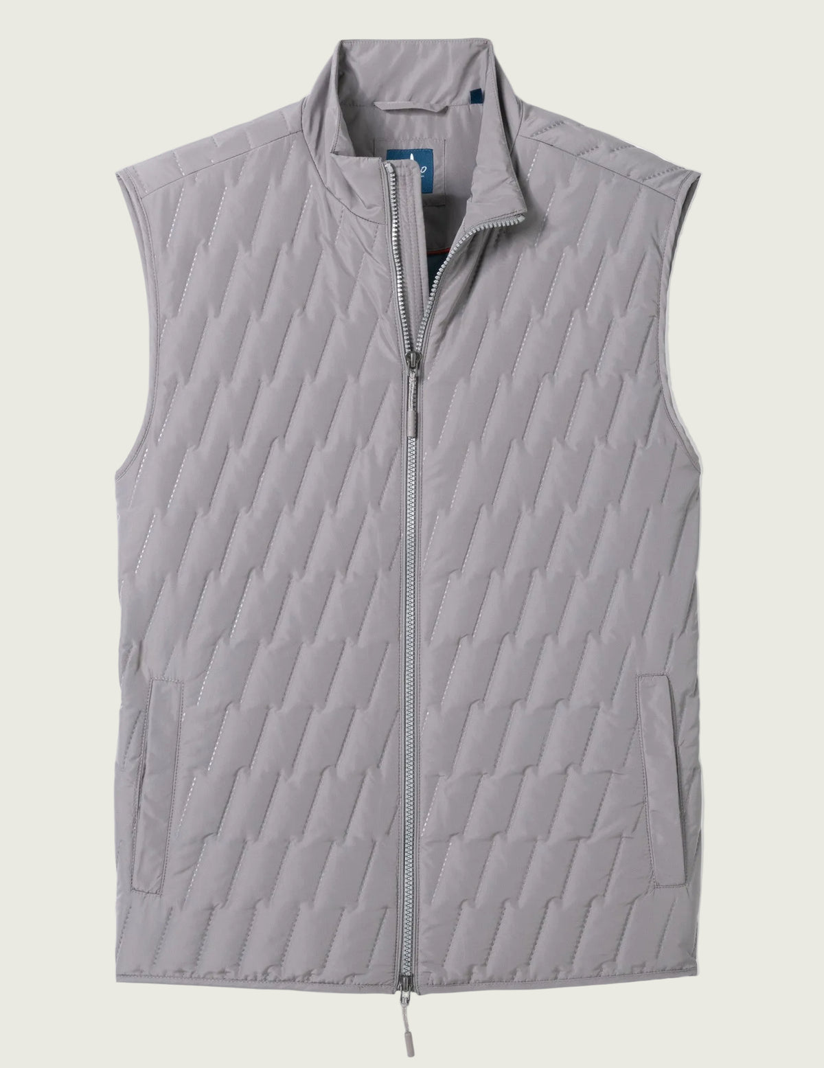 Gray quilted vest on a white background