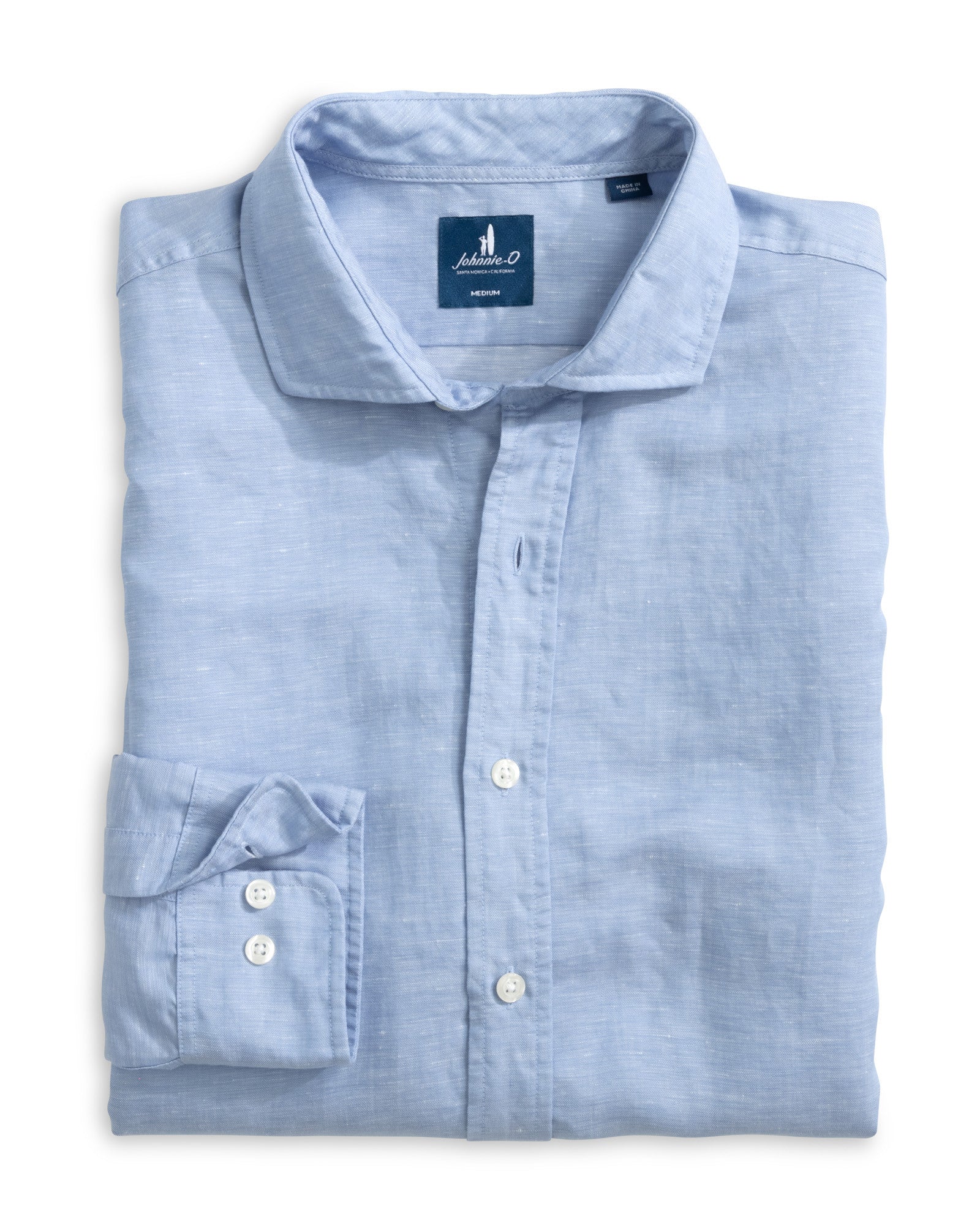 Johnnie O - Solid Linen Blend Button Up Shirt - Malibu