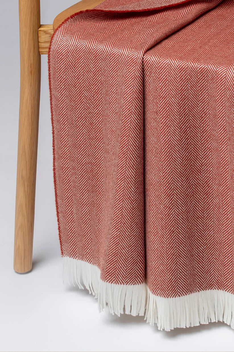 Johnstons of Elgin - Ruby Herringbone Merino Throw