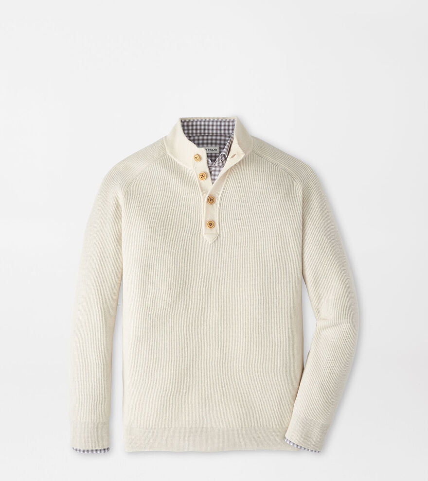 Peter Millar -Brant Button Mock Sweater - Winter Ivory