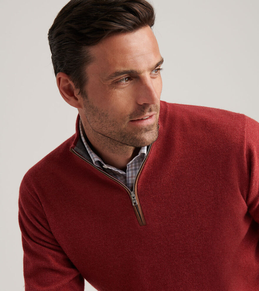Peter Millar - Artisan Crafted Cashmere Flex Quarter-Zip - Garnet