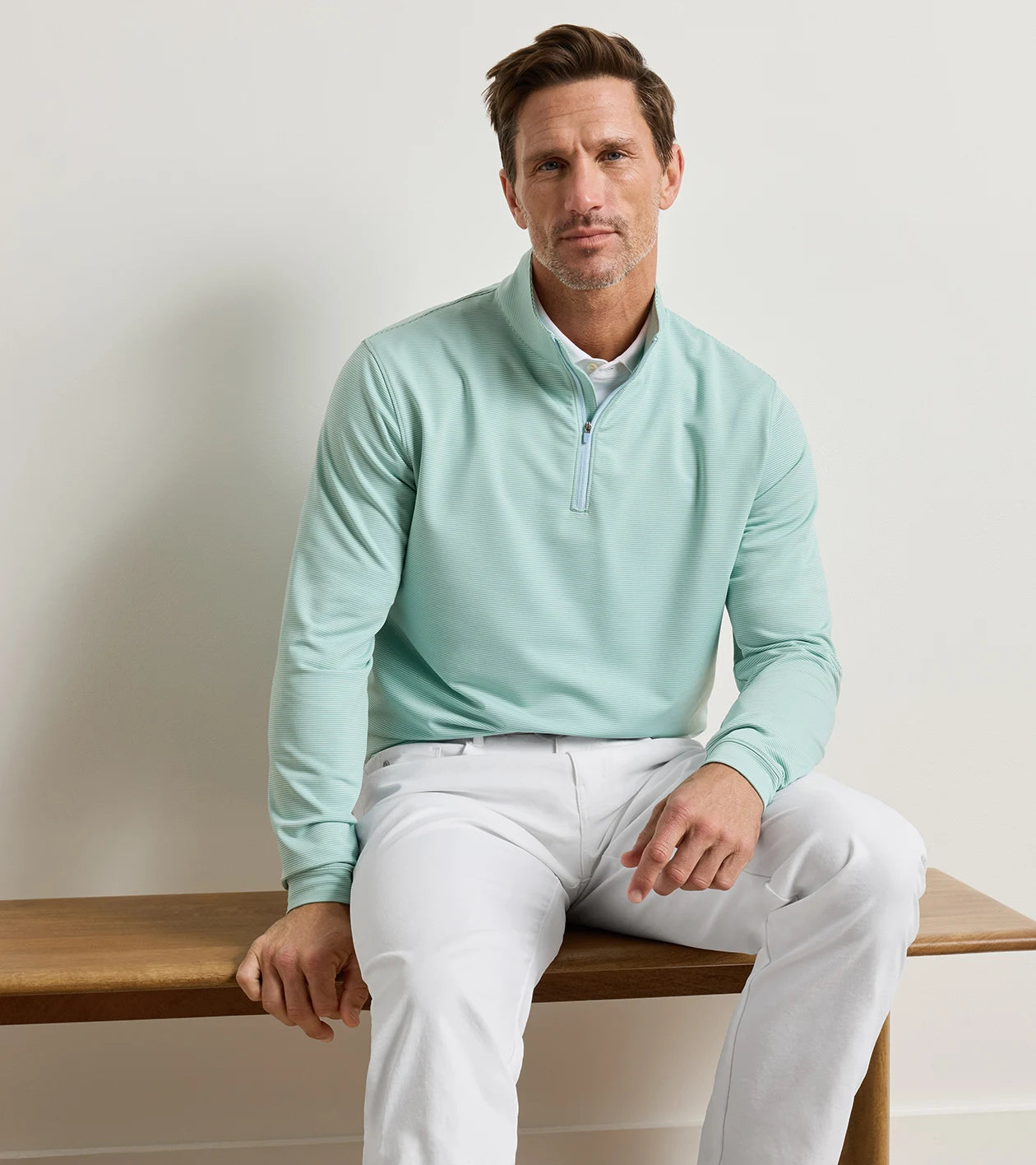 Peter Millar - Perth Basketweave Performance Quarter Zip - Fresh Mint
