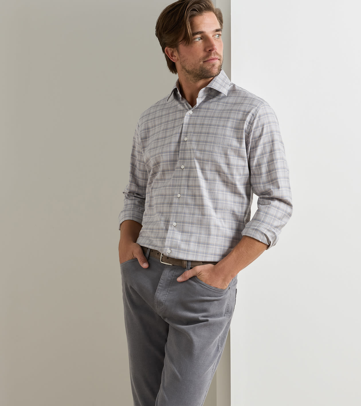 Peter Millar - Griffin Crown Soft Twill Sport Shirt - Battleship Grey