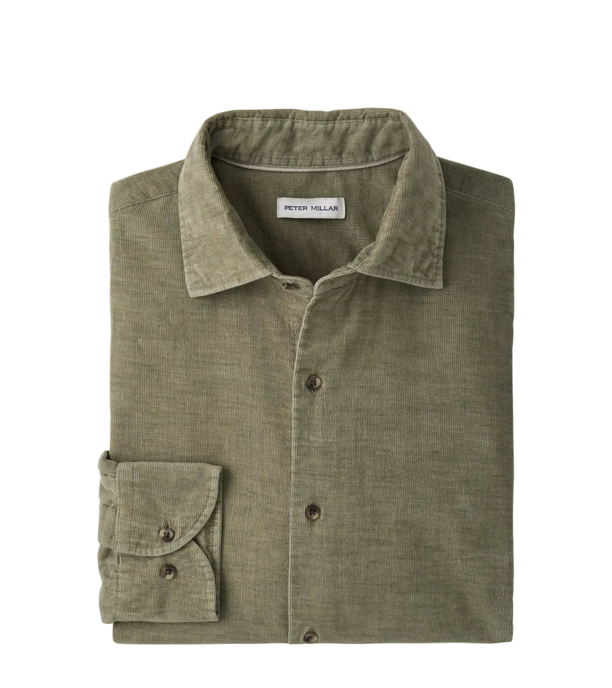 Peter Millar - Aspen Cotton Cashmere Corduroy Sport Shirt - Fatigue