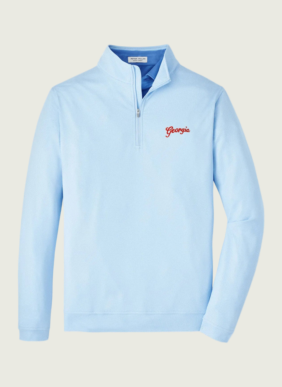 Peter Millar - Georgia Script™ Perth Birdseye Quarter Zip - Pale Blue